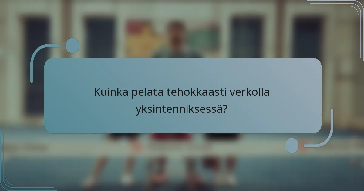 Kuinka pelata tehokkaasti verkolla yksintenniksessä?