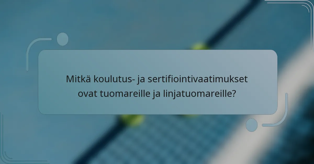 Mitkä koulutus- ja sertifiointivaatimukset ovat tuomareille ja linjatuomareille?