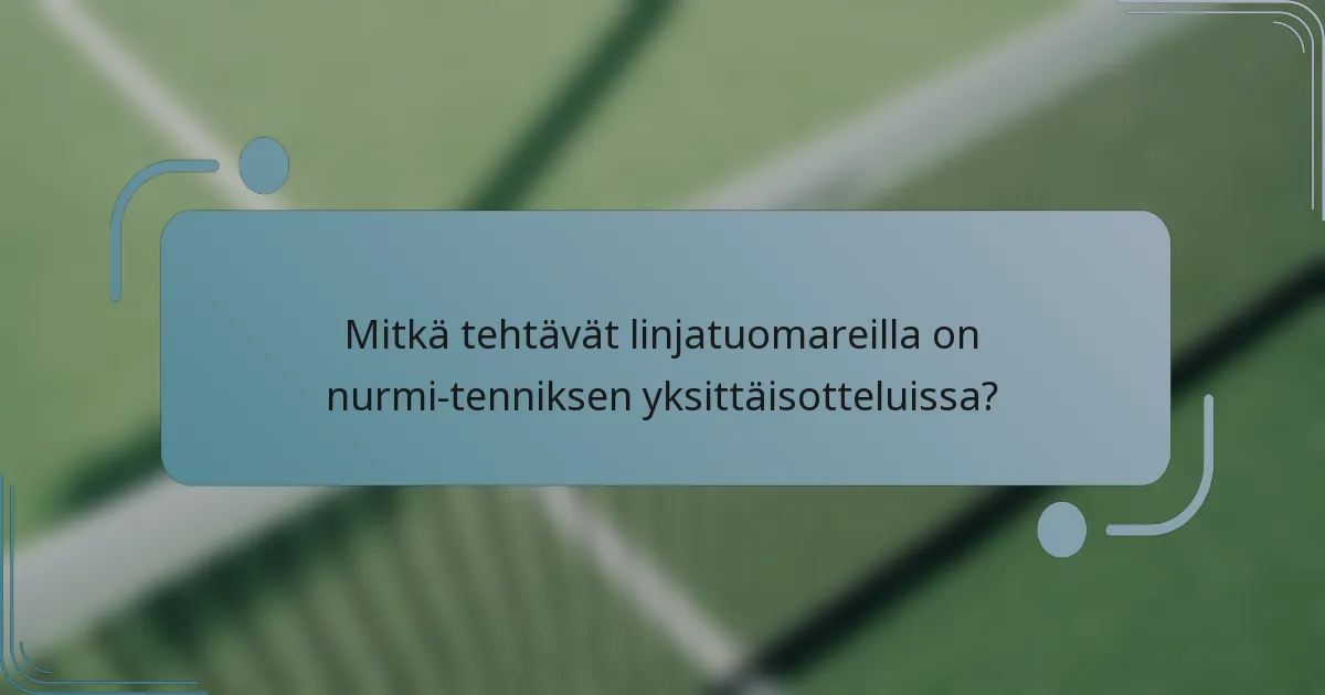 Mitkä tehtävät linjatuomareilla on nurmi-tenniksen yksittäisotteluissa?